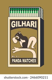 Marmot, Flying Squirrel, Tree Squirrel, Striped Squirrel illustration in Matchbox art and matches vector. Vintage and antique matchbox packaging design illustration. retro style packaging. old style