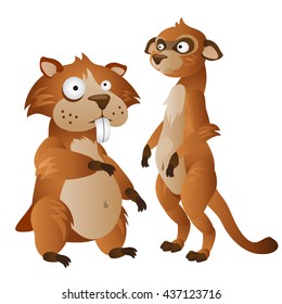 Marmot and meerkat. Vector.