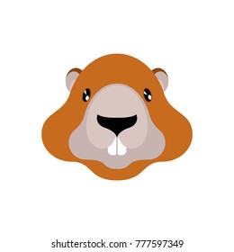 Marmot portrait isolated. Wild Rodent head. Illustration for Groundhog Day holiday
