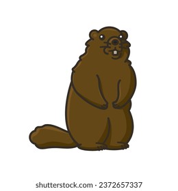 Marmot standing on hind legs cartoon isolated vector illustration for Marmot Day on February 2