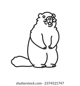 Marmot standing on hind legs cartoon vector line icon for Marmot Day on February 2