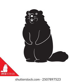 Marmot standing on hind legs cartoon vector glyph icon 