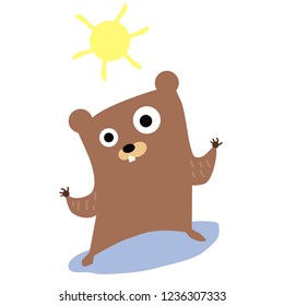 Marmot with sun on white background
