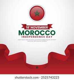 Marocco Independence Day novembro 18 Comemoração Background Design Template for Poster, Banner, Publicidade, Greeting Card