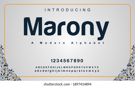 Marony font. Elegant alphabet letters font and number. Classic Copper Lettering Minimal Fashion Designs. Typography fonts regular uppercase and lowercase. vector illustration