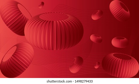Maroon abstract background with circle and line. Dark red color 