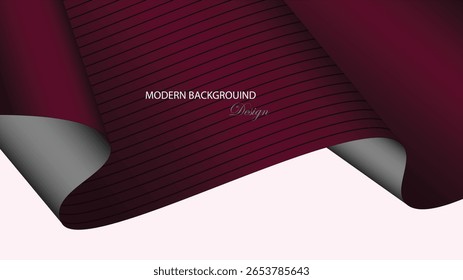 Maroon abstract background vector design. Maroon background with folded shape and line. Red maroon background. Suit for banner, poster, backdrop, certificate, card, invitation, presentation, etc