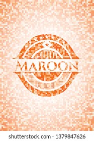 Maroon abstract orange mosaic emblem with background