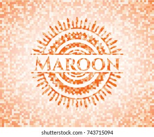 Maroon abstract orange mosaic emblem