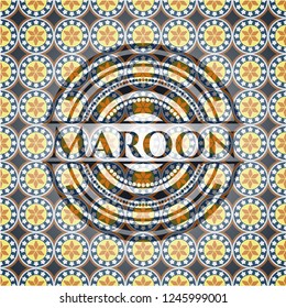 Maroon arabesque emblem. arabic decoration.