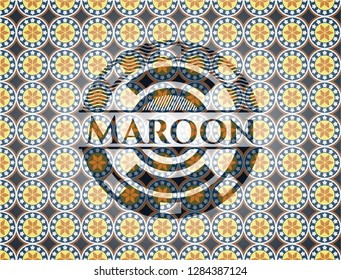 Maroon arabesque style badge. arabic decoration.