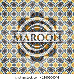 Maroon arabesque style emblem. arabic decoration.