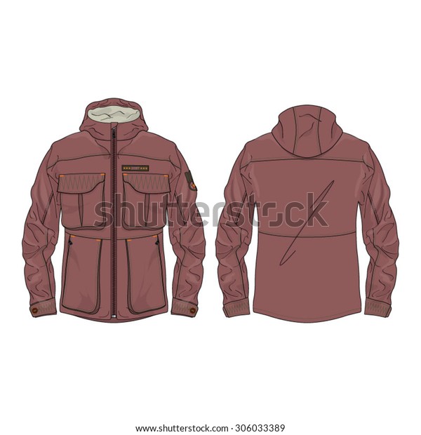 Maroon Army Field Jacket Stock Vector 
