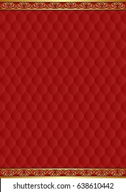 maroon background with decorative pattern and golden ornaments