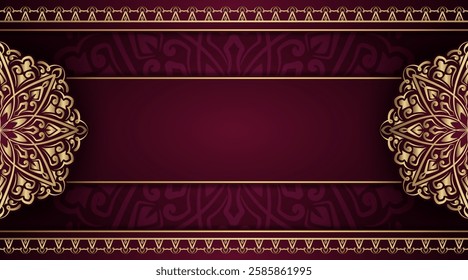 Maroon background with golden mandala