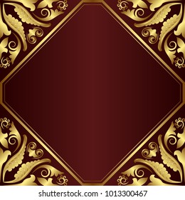 maroon background with golden ornaments