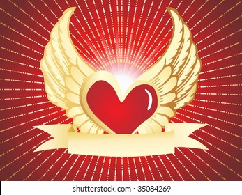 maroon background with golden wing pattern ornament