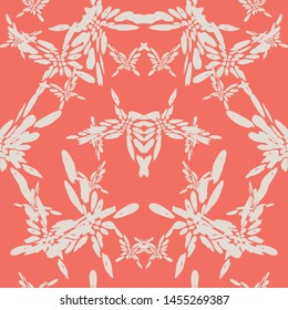 Maroon and Beige tie dye seamless pattern.  Shibori seamless print. Watercolor hand drawn batik.  Handmade watercolour shirt tie dye pattern. Japan traditional tile. Red and White shibori.