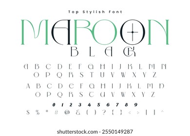 Maroon Black Stylish alphabet display vector font and Beautiful luxury Font