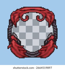 quadro circular do tema de sangue maroon no estilo pixel art 