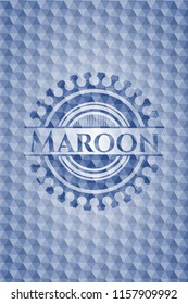 Maroon blue emblem with geometric background.