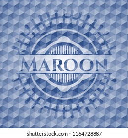 Maroon blue emblem with geometric pattern.