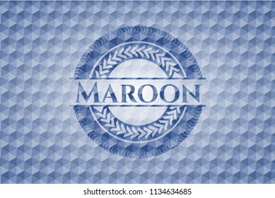 Maroon blue polygonal badge.