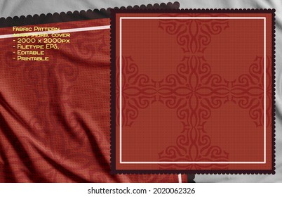maroon, brown Abstract scarf pattern design with floral ornament. Hijab motif