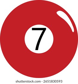 Maroon or brown number 7 billiard ball in clean vector. Designed for pool-themed layouts, cue sport visuals, or educational assets.