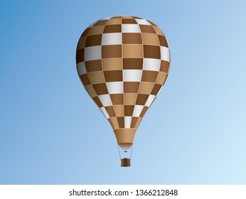 A maroon and brown pattern design hot air balloon in the sky vector illustration
