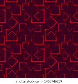 Maroon carved squares and frames for an abstract red background or pattern. Excellent mood of openwork and carved squares and frames in the maze.