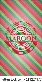Maroon christmas colors emblem.