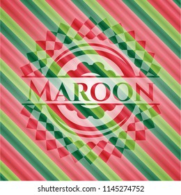 Maroon christmas colors style emblem.