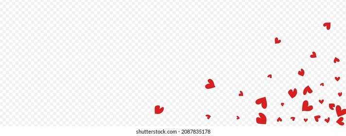 Maroon Color Confetti Vector Panoramic Transparent Backgound. Happy Papercut Illustration. Red Paper Heart Concept.