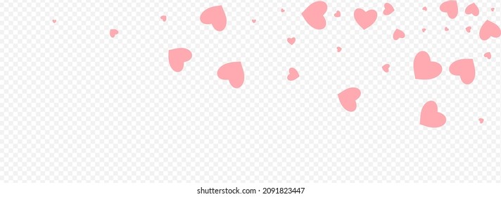 Maroon Color Confetti Vector Panoramic Transparent Backgound. 3d Heart Template. Red Romantic Papercut Border.