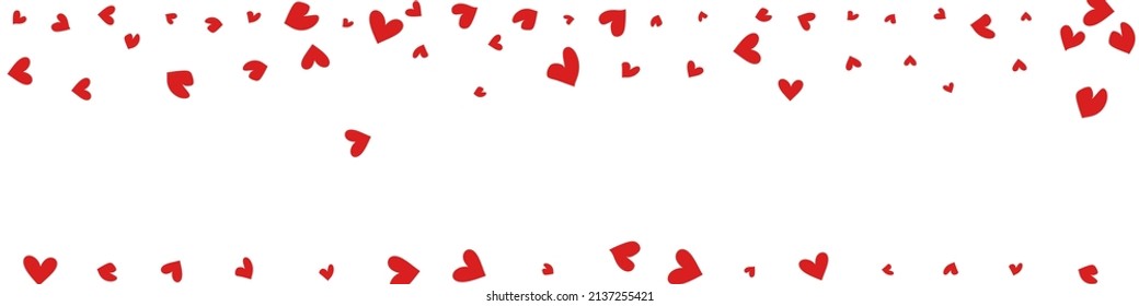 Maroon Farbe Konfetti Vektor Panorama weißer Hintergrund. Fly Hearts Konzept. Red Valentine Papercut Poster.