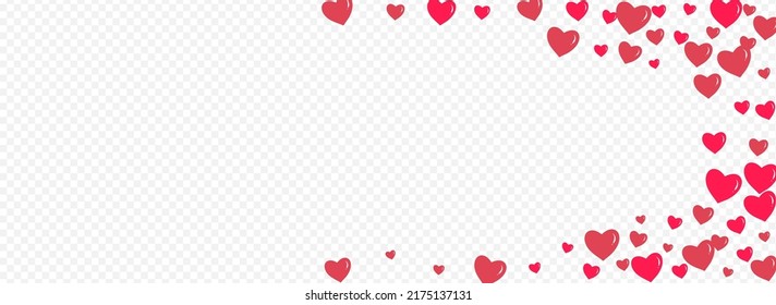 Maroon Color Confetti Vector Panoramic Transparent Backgound. 3d Papercut Concept. Pink Decoration Heart Card.