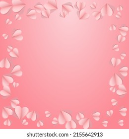 Montaje de color marrón de vectores de confeti rosado. Afiche de Caída de Corazones. Decoración Rosa Ilustración Cardíaca.