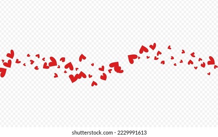 Maroon Color Confetti Vector Transparent Backgound. Happy Hearts Border. Burgundy Romantic Papercut Wallpaper.