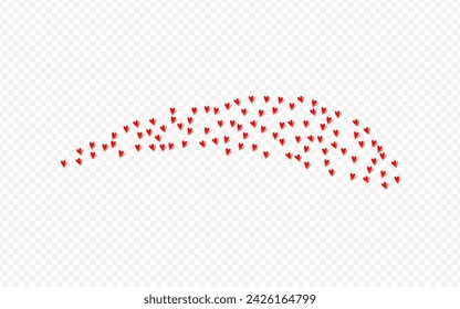 Maroon Color Confetti Vector White Backgound. Wedding Heart Texture. Pink Decoration Papercut Card.