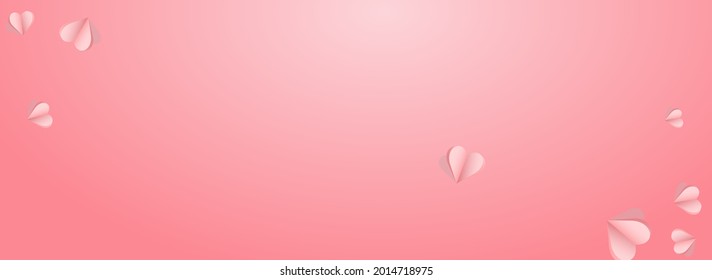 Maroon Color Heart Vector Pink Panoramic Backgound. Love Papercut Frame. Burgundy Birthday Hearts Illustration.