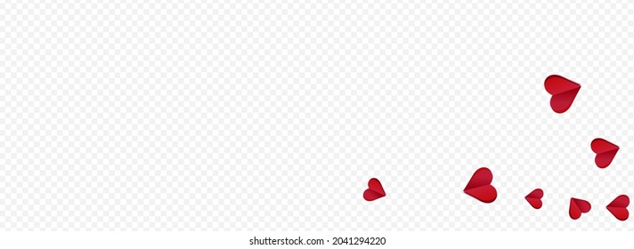 Maroon Color Heart Vector Transparent Panoramic Backgound. Romantic Papercut Card. Red 3d Confetti Illustration.