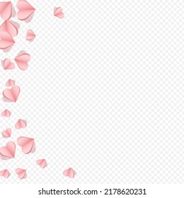 Maroon Color Heart Vector Transparent Backgound. Wedding Confetti Postcard. Red Birthday Papercut Concept.