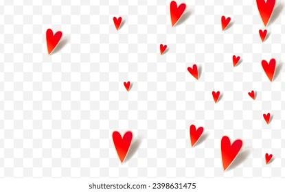 Maroon Color Heart Vector White Backgound. Visual Confetti Wallpaper. Red Cut Papercut Texture.
