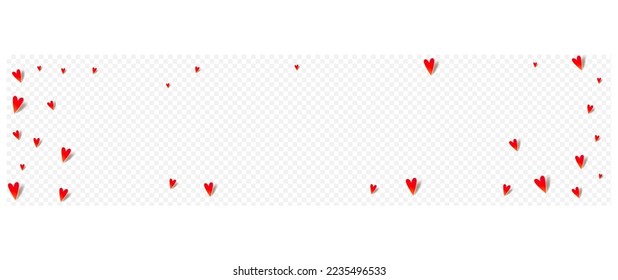 Maroon Color Hearts Vector Panoramic Transparent Backgound. Falling Heart Poster. Burgundy Wedding Confetti Card.