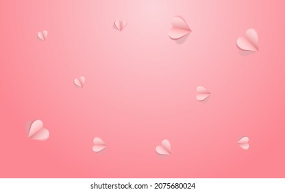 Fondo rosa vector de color marrón corazón rosa. Plantilla de papeleo de cumpleaños. Concepto Romántico Del Corazón Rosa.