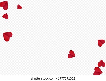 Maroon Color Hearts Vector Transparent Backgound. Romantic Confetti Concept. Pink Wedding Heart Pattern.