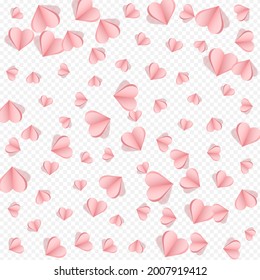Maroon Color Hearts Vector Transparent Backgound. Romantic Confetti Illustration. Burgundy Decoration Heart Card.