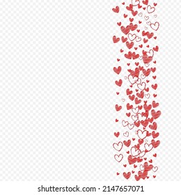 Maroon Color Hearts Vector Transparent Backgound. Birthday Papercut Pattern. Pink Wedding Confetti Card.