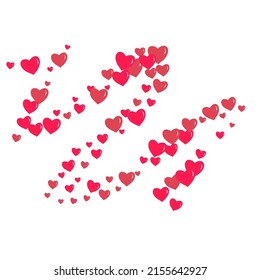 Maroon Color Hearts Vector White Backgound. Visual Papercut Postcard. Burgundy Falling Heart Pattern.